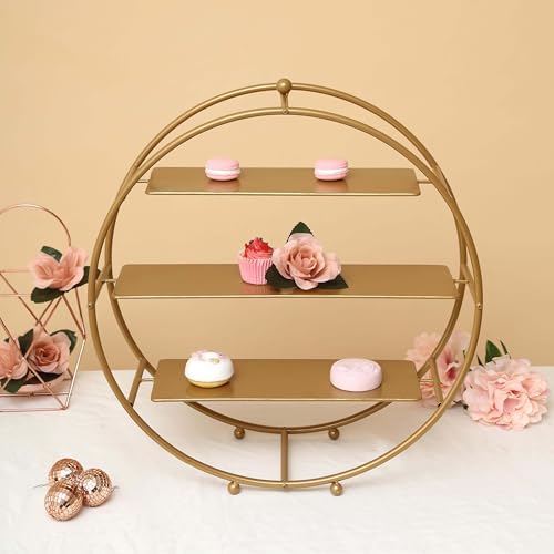 Efavormart 3 Tier Metal Round Cupcake Stand 21" Matte Gold (3-Tier 21" Round / Gold)