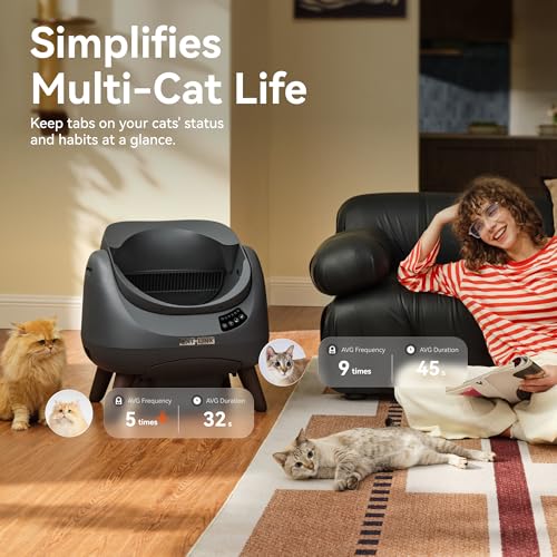Open-X Open-Top Automatic Litter Box, Large, Multi-Cat, Grey (Grey / Large, Multi-Cat)