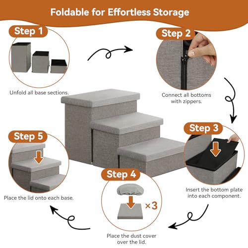 Dog Stairs Non (Grey Stripes Lids No Condo / 3)