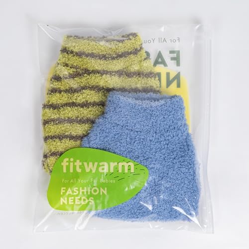 2 Pack Striped Fleece Dog Sweater (X-Small / Sky Blue-Olive Green)
