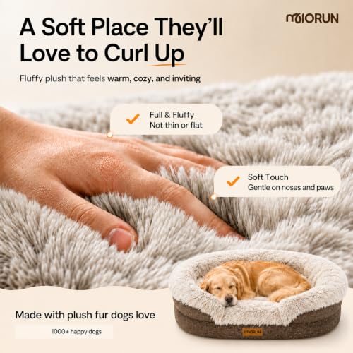 Fluffy Orthopedic Dog Beds Large Sized Dog (Coffee / L-(40", UP to 70lbs))