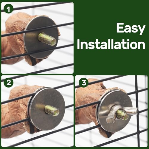 3 Piece Premium Bird Perch Stand with Natural Grape Wood Branch (Grape / 3Piece)