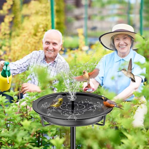 Metal Bird Bath for Outside Garden Birdbath Bowl (Black)