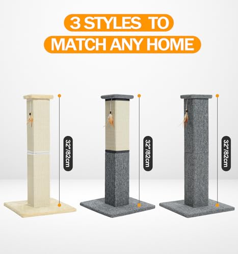 Made4Pets Cat Scratching Post for Indoor Cats (Beige-Sisal)
