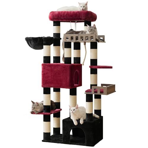 Maine Coon Cat Tree (68.5 inches / Black and red)