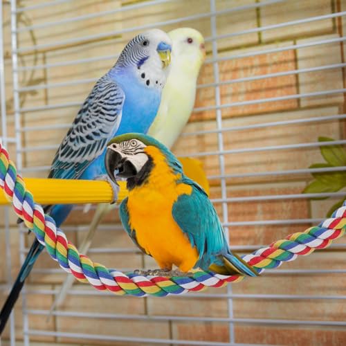 Parrot Cotton Rope Perch 41.33 in Bird Rope Climbing Toy for Cage Standing Station Chew Toy for Pet Birds Helps Exercise Balance and Coordination 1 pc (105cm)