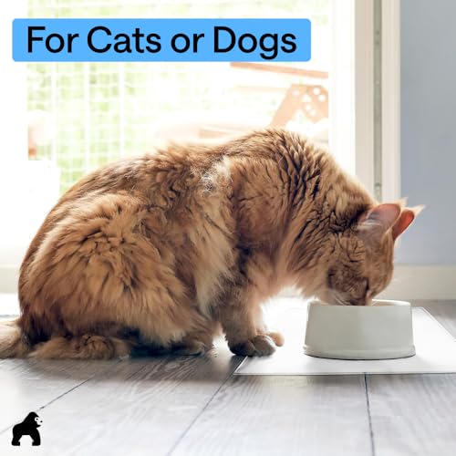 Dog Food Mat 100% Waterproof Silicone (White / 26"l X 17"w)