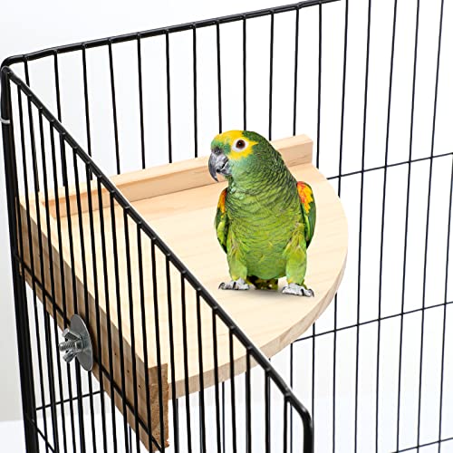6 Pcs Bird Perch Platform Bird Corner Parrot Perch Corner Wooden Stand Sector Playground Cage Accessories Shelf for Parakeet Conure Cockatiel Budgie Gerbil Rat (7.1 x 7.1 inches / Platform)