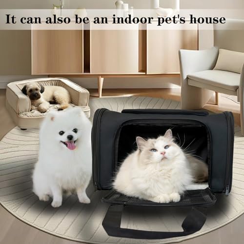 Dog Cat Carrier Pet Carriers for Small Medium Large Cats Dogs Carrier Soft Sided Small Puppy Dog Carrier Portable Foldable Airline Approved Dog Cat Travel Carrier Black Medium (18.0"L x 11.0"W x 11.0"H / Black)