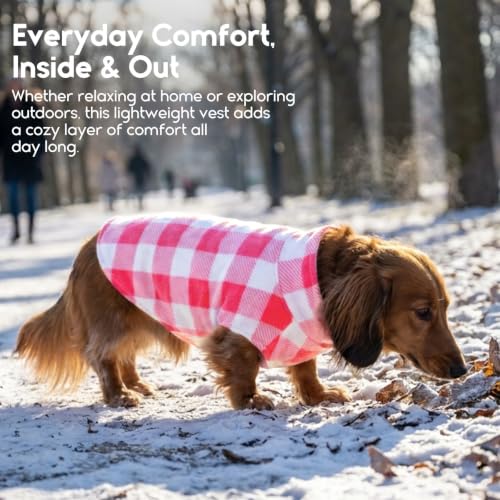 Dog Sweater Plaid Fleece Vest Puppy Shirt for Small Medium Dogs (X-Small / Plaid-Pink)