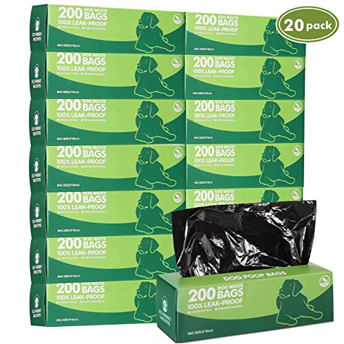 20 Rolls 4000 Ct Dog Poop Bags Leak Proof (1 Count (Pack of 20) / Black)
