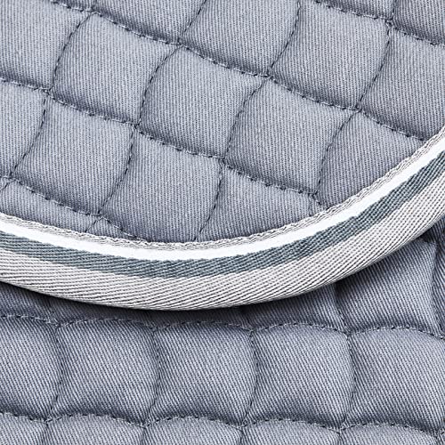 Adepto Padded All Purpose Quilted Equestrian Saddle Pad for Horses with Two (Steel Grey / Horse)