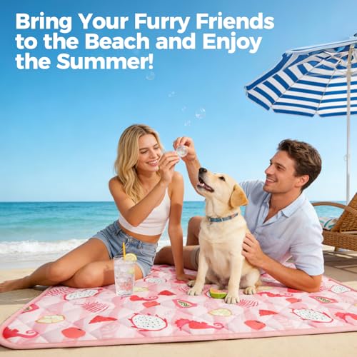 Dog Cooling Mat (Pink Seahorse / Large 27.5IN x 38.5IN)