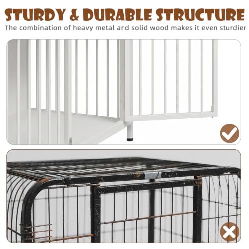 44 Inch Large Dog Crate Furniture with Storage Drawers (New White / 89"L x 23.6"W x 34.5"H)