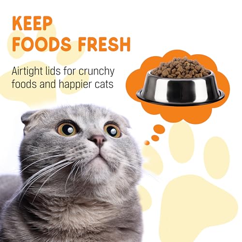 Airtight Cat Food Storage Container with Bamboo Lid & Scoop (Matte Black)
