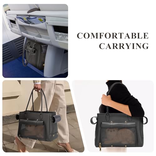 Fashion Pet Carrier Purse for Small Cat and Dog (Black / 15.8"L x 7.5"W x 11.8"H)