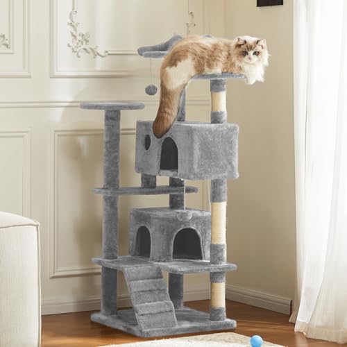 54 inch Cat Tree Tower with Scratching Posts (Light Grey / 54*20*20IN)