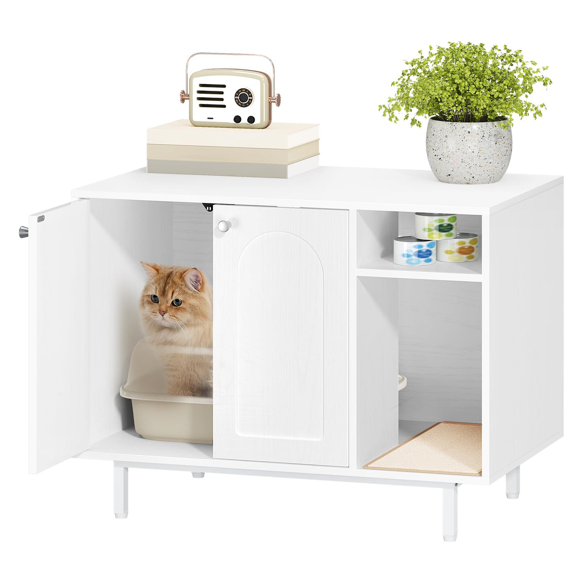 Cat Litter Box Enclosure (White / 31.4"L x 19.6"W x 24"H)