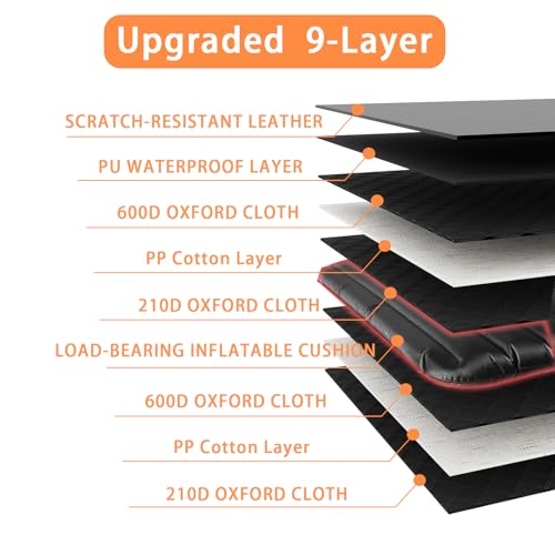 Truck Dog Seat Cover Back Seat Protector (For Full Size Truck / Full Size SUV / Black with Inflatable Cushion)