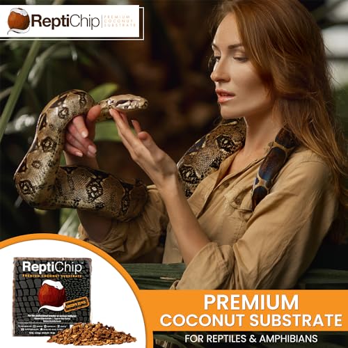 ReptiChip Reptile Substrate Coconut Chip Bedding 72 Quart Compressed Organic Coco Husk Block for Snake Habitat (1 Breeder Block)