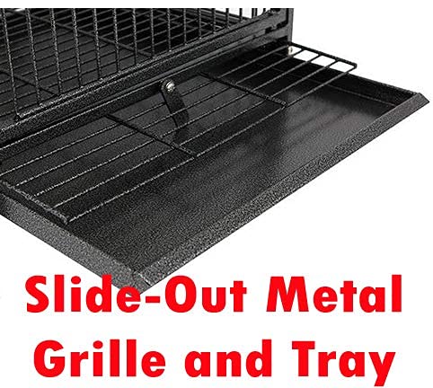 Portable Heavy Duty Travel Bird Parrot Carrier Cage Feeding Bowl Play Stand with Handle (19.0"L x 15.0"W x 25.0"H / Black)
