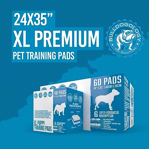 Bulldogology Puppy Pee Pads XL with Adhesive Sticky Tape (60-Count (24x35))