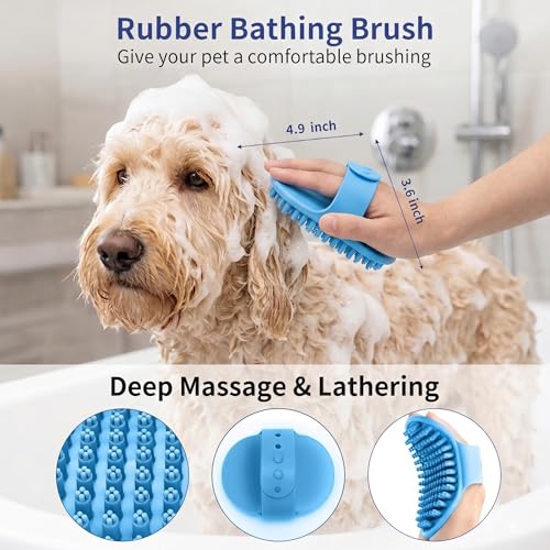 5-in-1 Dog Grooming Kit with Self Cleaning Brush & Rake, Blue (Blue)