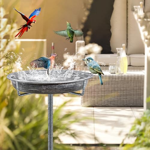 Bird Bath for Outside (Retro Silver)