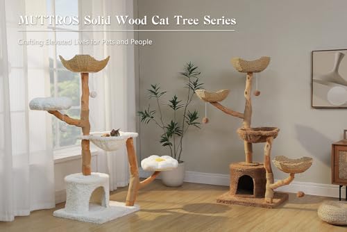 59" Modern Cat Tree for Large Cats (Brown / 59" Solid Wood Cat Tree)