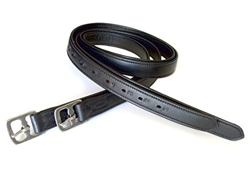 SIE 54" 60" New 1" Super Soft English Stirrup Leathers Black (Black / 60" x 1")