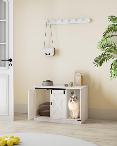 Cat Litter Box Enclosure (31.5"L x 19.7"W x 20.9"H / White)
