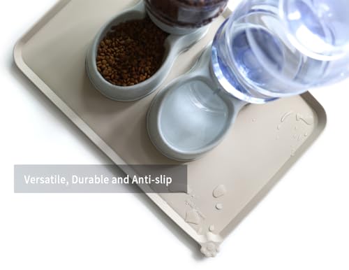 Large Silicone Non Slip Pet Feeding Mats (24" x 16" / Cream Brown)