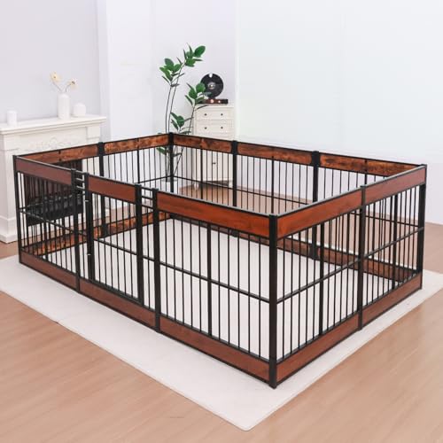 Large Furniture Style Dog Playpen (MAHOGANY / 12 Panels (27.5" High))