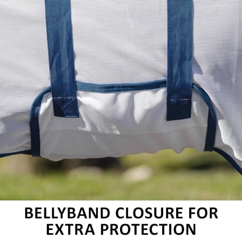 Soft Interlock Mesh II Horse Fly Sheets (Horse Size 82 / Horse Attached Neck Euro Bellyband / White)