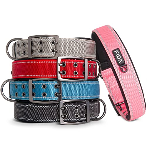 Heavy Duty Dog Collar for Large Dogs with Metal Belt Buckle (X-Large(24"-28") / Black)