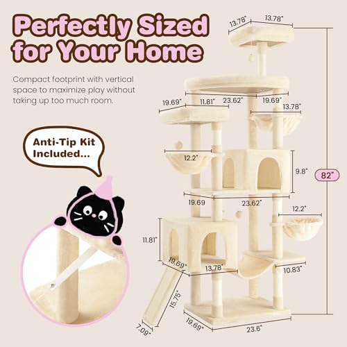 82 inch Cat Tree Tower (Beige)