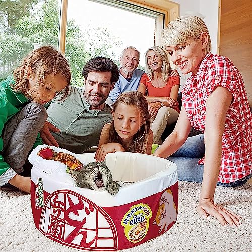 Ramen Noodle Cat Bed (15.7"L x 15.7"W x 7.9"Th / red)
