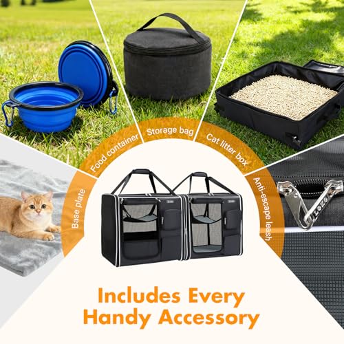 Extra Large Cat Carrier Soft Sided (Foldable Black)