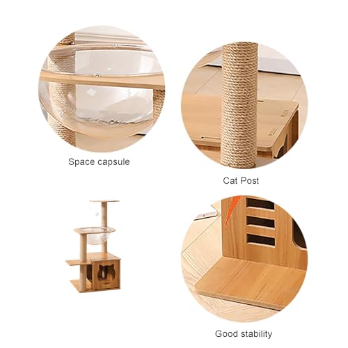 Cat Condo Wooden Cat Play Tower with Elevated Perches and Interactive Toys