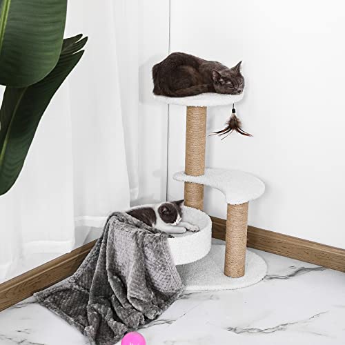 Modern Cat Tree Tower for Indoor Small Cats with Sisal Scratching Post