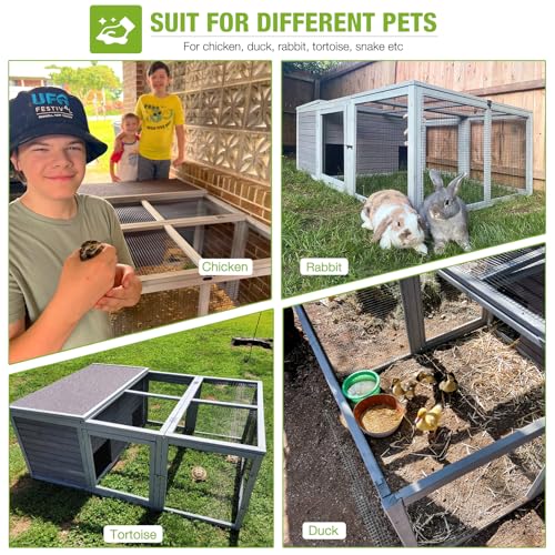 Chicken Coop Outdoor Rabbit Hutch with Run for Rabbits