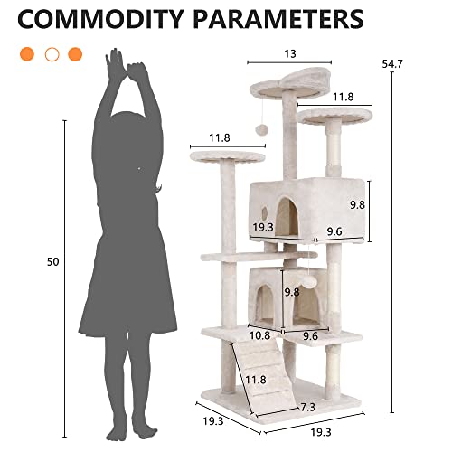 54" Cat Tree Tower (54in / Beige)