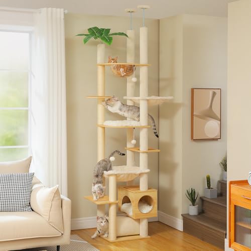 Floor to Ceiling Cat Tree (XXL(93''-101'') / Wooden Beige)