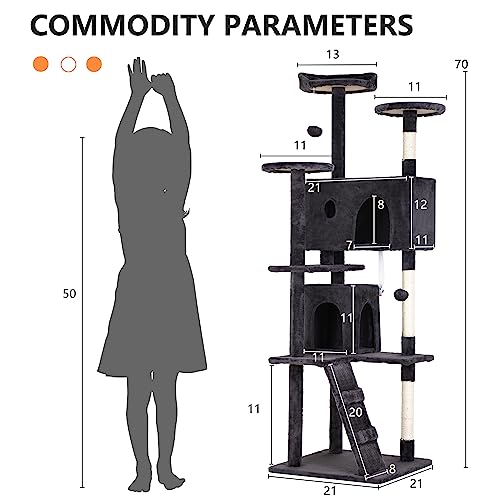 70" Cat Tree Tower (70in / Dark Gray)