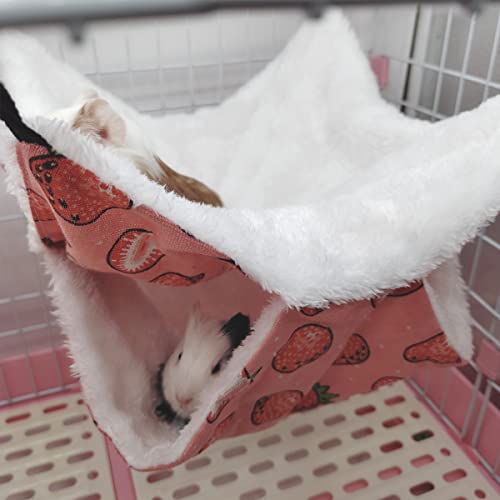 Guinea Pig Rat Ferret Hammock and Warm Bed Small Pet Hideout Tunnel Cave Hanging Bunkbed Hammock Cage Toy for Hamster Sugar Glider Squirrel (3.Hammock)