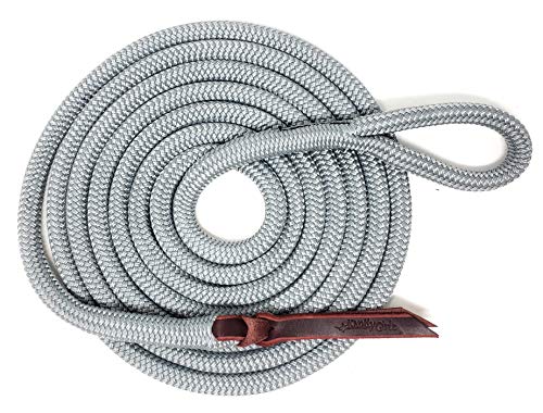 Double Braid Lead Rope with Eye Splice Loop (Grey / 12 ft.)