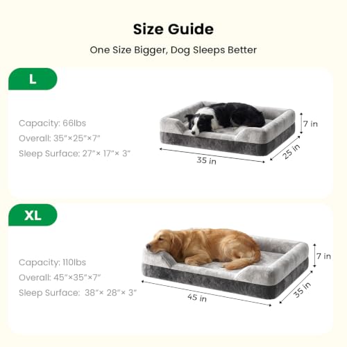 Extra Large Orthopedic Dog Bed for XL Dogs with Cooling Gel Solid Memory Foam (45.0"(115cm)IX 35.0"(90cm)w X 7"(18cm)th)