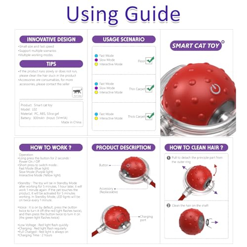 Interactive Cat Toys Ball for Indoor Cats Fast Rolling on Carpet