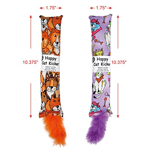 2 Pack Natural Interactive Catnip Cat Kicker with Feathers