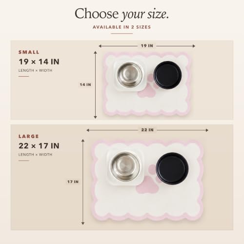 Scalloped Dog Feeding Mat (Pink / 22"L x 17"W)